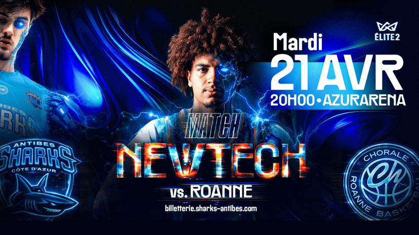 Vendredi 21/04 à 20h : Sharks VS Roanne. Match à thème Newtech
